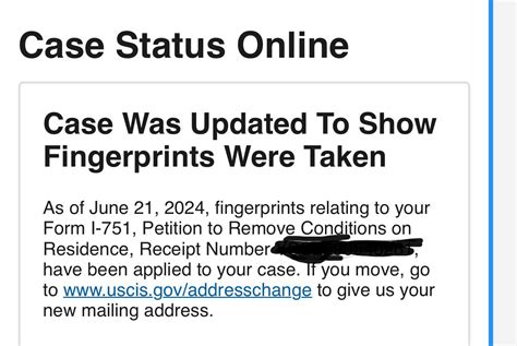 As of May 7, 2020, <b>fingerprints</b> relating to your Form <b>I-751</b>, Petition to Remove Conditions on. . Case was updated to show fingerprints were taken i751 2022